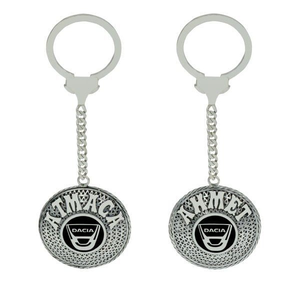 Gümüş Dacıa Armalı Telkari İsimli Anahtarlık