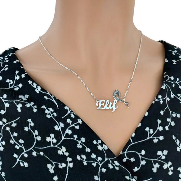 Gümüş Deniz Kızı Tasarımlı İsimli Kolye