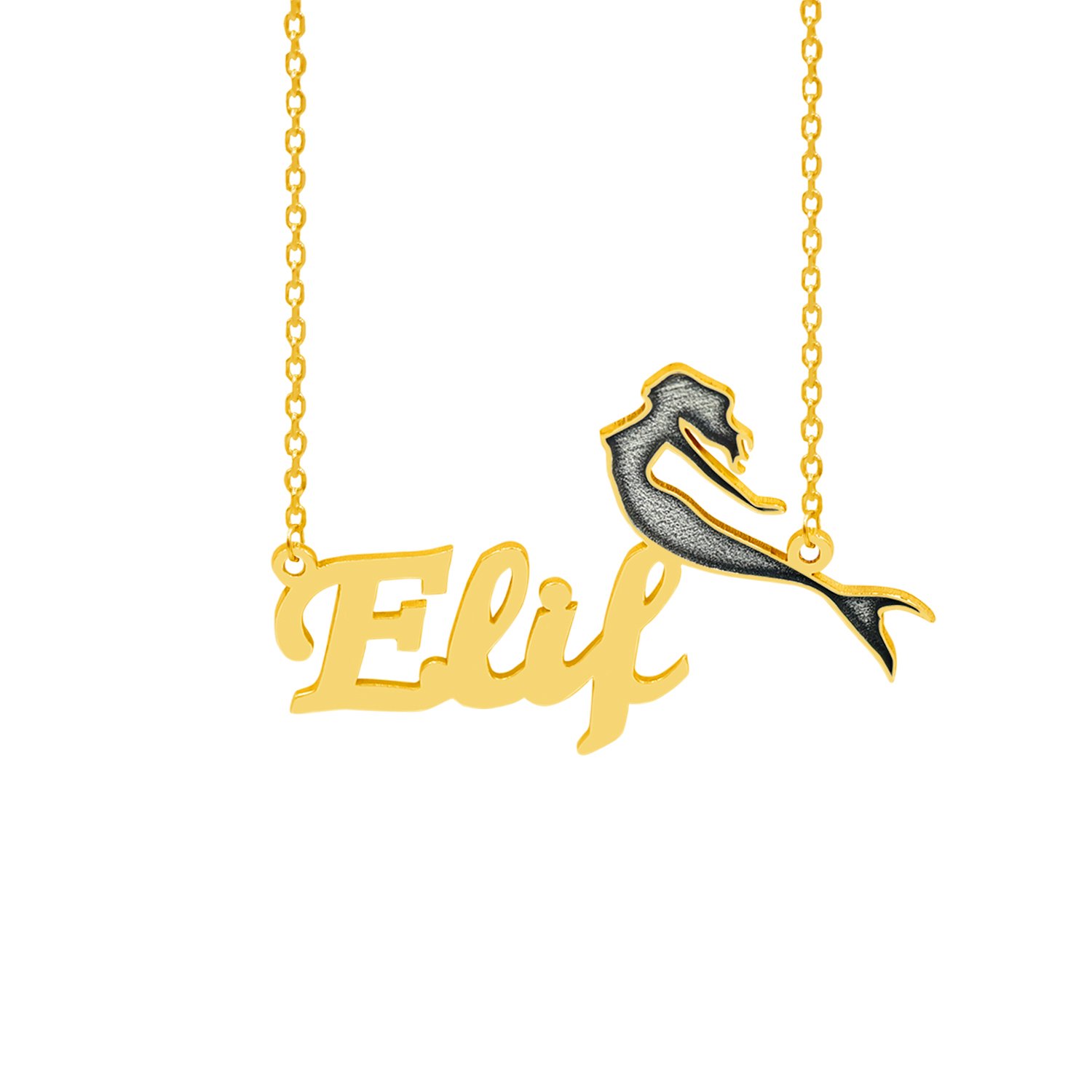 Gümüş Deniz Kızı Tasarımlı İsimli Kolye