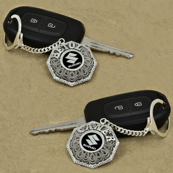 Gümüş Suzuki Logolu Telkari İsimli Anahtarlık
