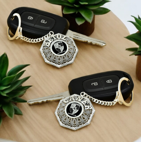 Gümüş Porsche Logolu Telkari İsimli Anahtarlık