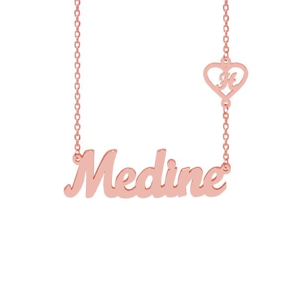 Gümüş Kalpli Harfli İsim Yazılı Kolye