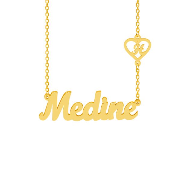 Gümüş Kalpli Harfli İsim Yazılı Kolye