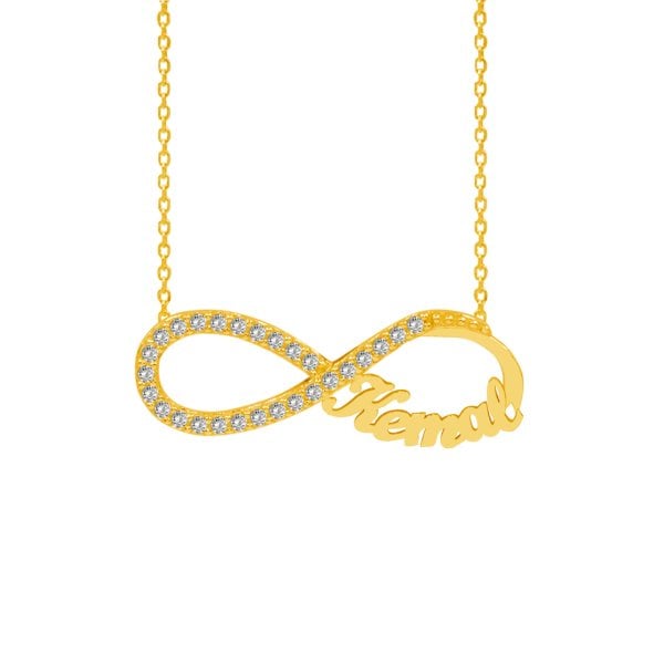 Gümüş Taşlı Sonsuzluk Tek İsimli Kolye