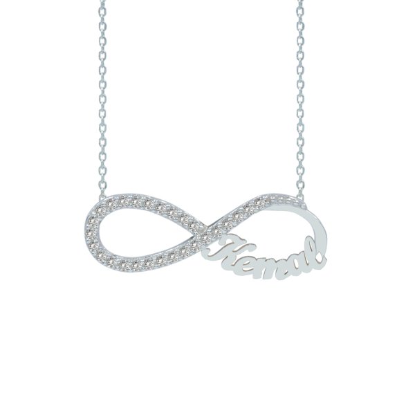 Gümüş Taşlı Sonsuzluk Tek İsimli Kolye