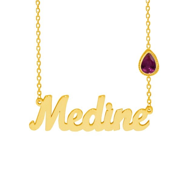 Gümüş Rubi Taşlı İsimli Kolye
