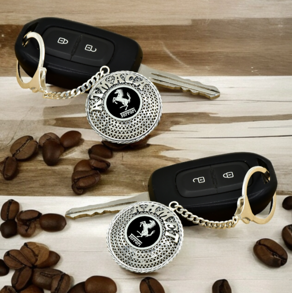 Gümüş Ferrari Armalı Telkari İsimli Anahtarlık