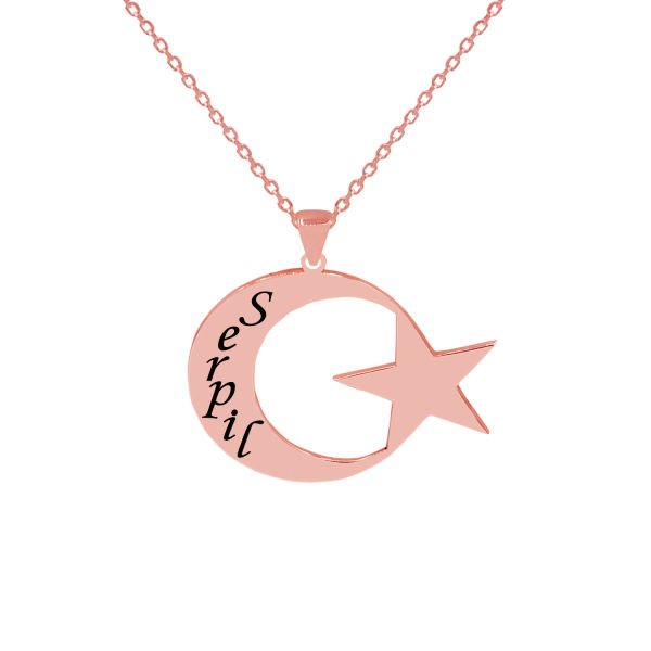 Gümüş Ay Yıldızlı İsimli Kolye