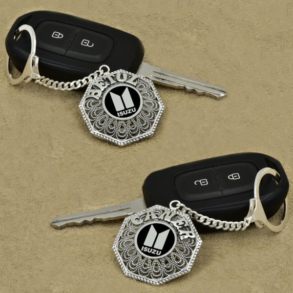 Gümüş Isuzu Logolu Telkari İsimli Anahtarlık