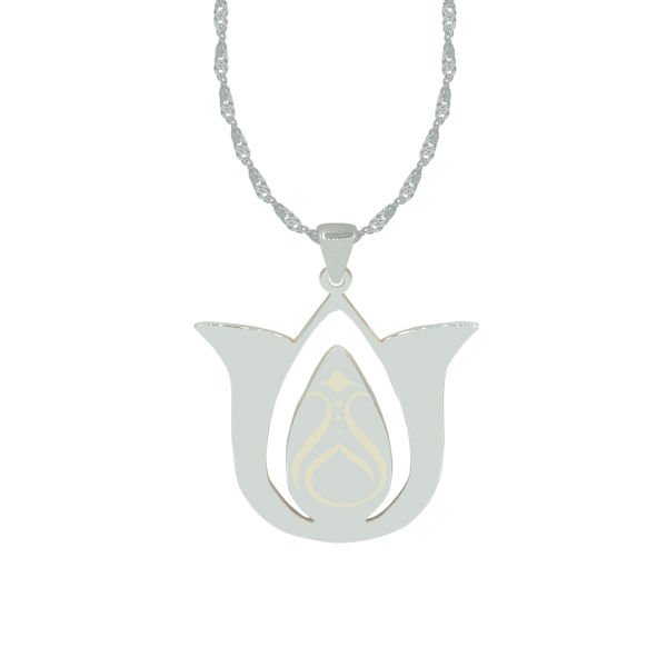 Gümüş Lale Desenli Kolye