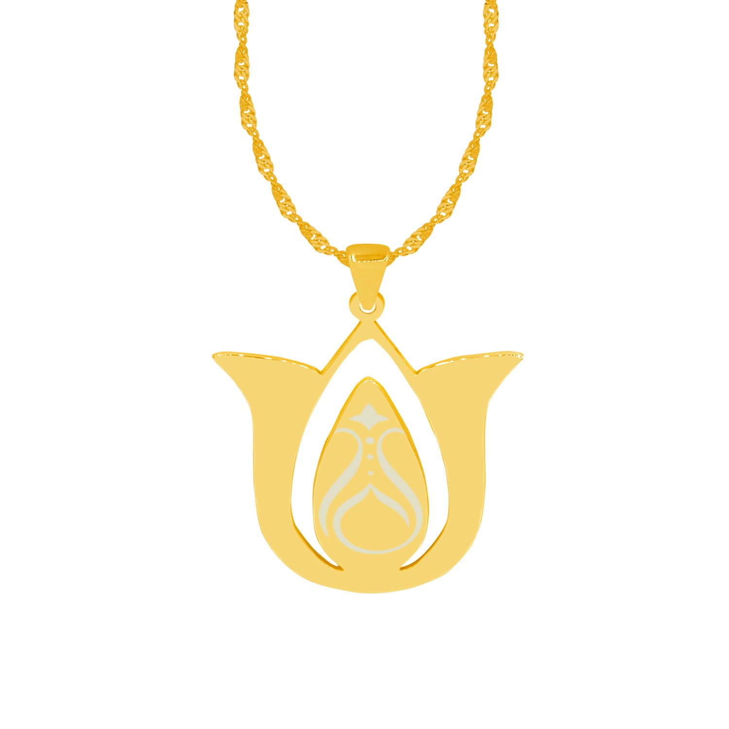 Gümüş Lale Desenli Kolye