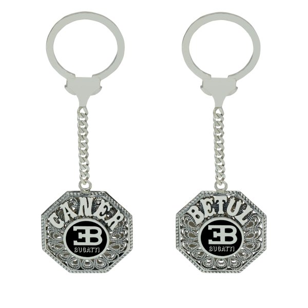 Gümüş Bugattı Logolu Telkari İsimli Anahtarlık
