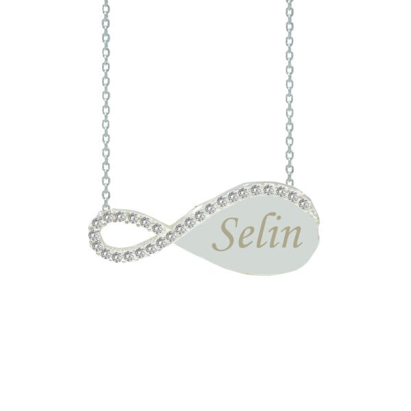 Gümüş Özel Tasarım Taşlı Sonsuzluk İsimli Kolye