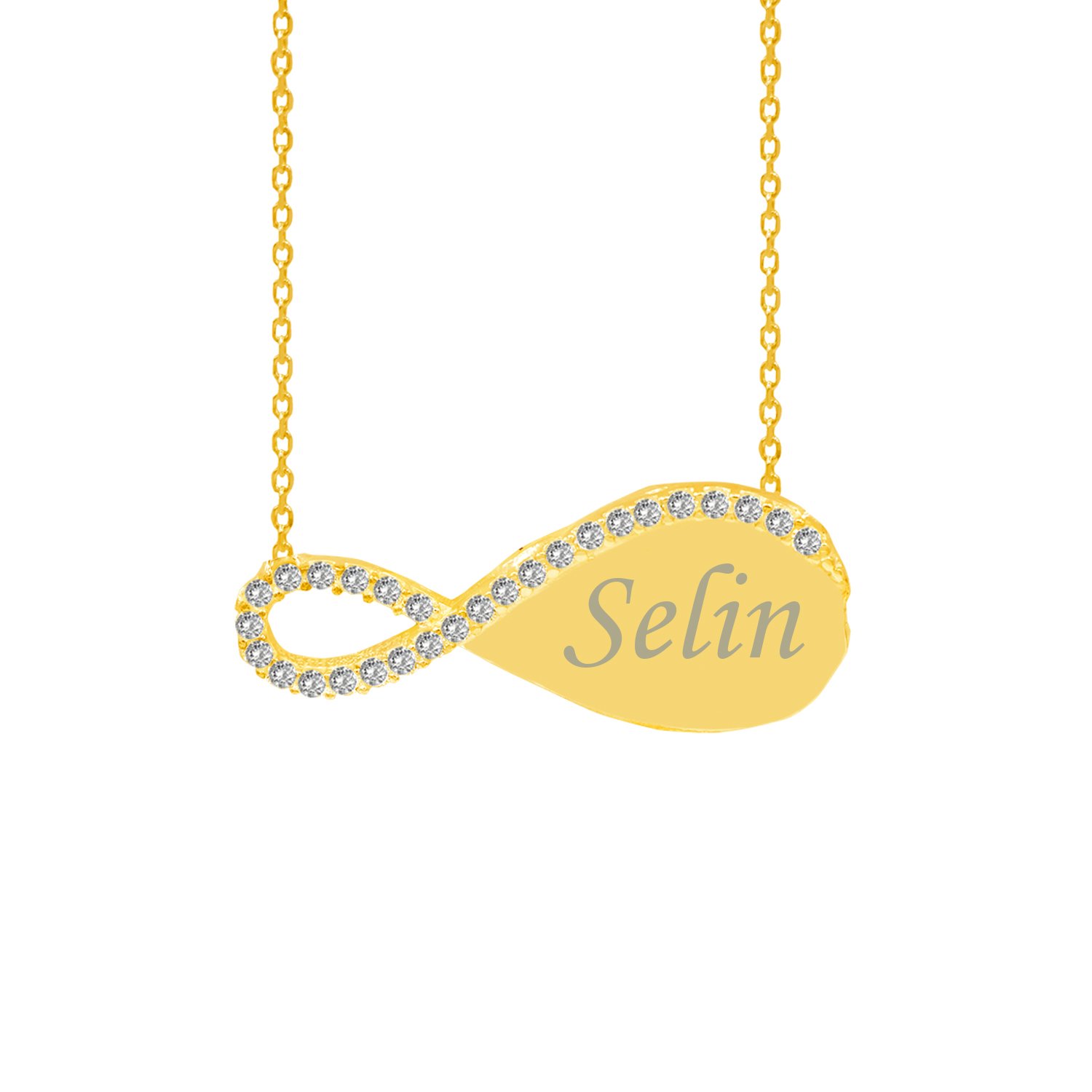 Gümüş Özel Tasarım Taşlı Sonsuzluk İsimli Kolye