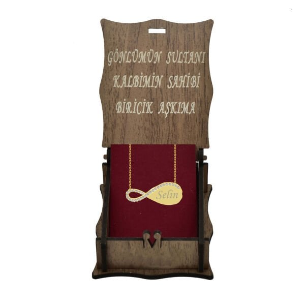 Gümüş Özel Tasarım Taşlı Sonsuzluk İsimli Kolye