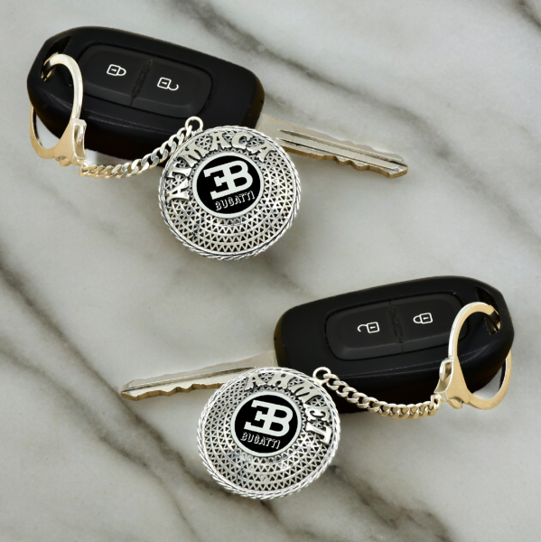 Gümüş Bugatti Armalı Telkari İsimli Anahtarlık