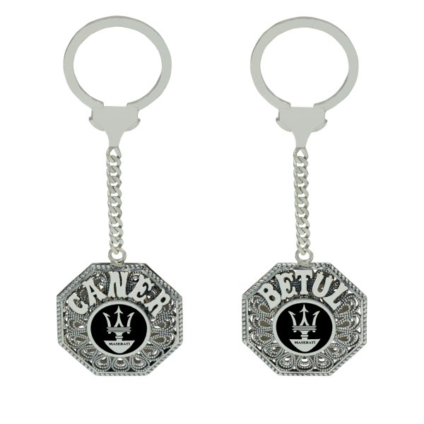 Gümüş Maserati Logolu Telkari İsimli Anahtarlık