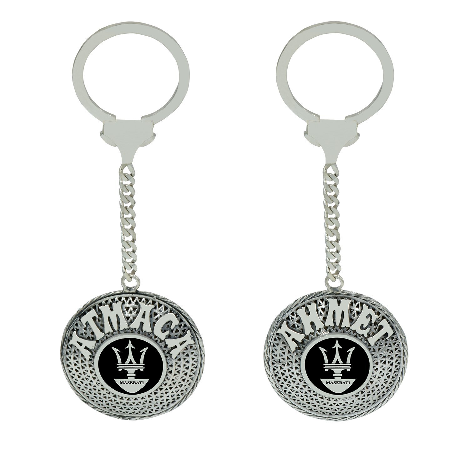Gümüş Maserati Armalı Telkari İsimli Anahtarlık