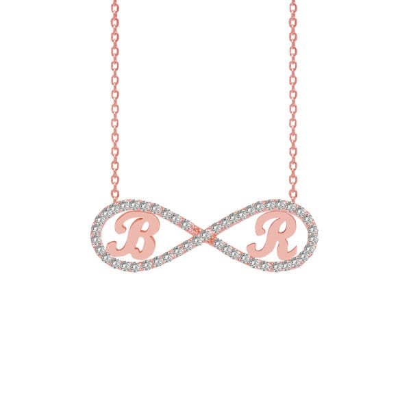 Gümüş Özel Tasarım Taşlı Sonsuzluk Harfli Kolye