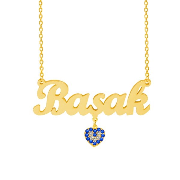 Gümüş Kalp Nazarlık Sallantı İsimli Kolye