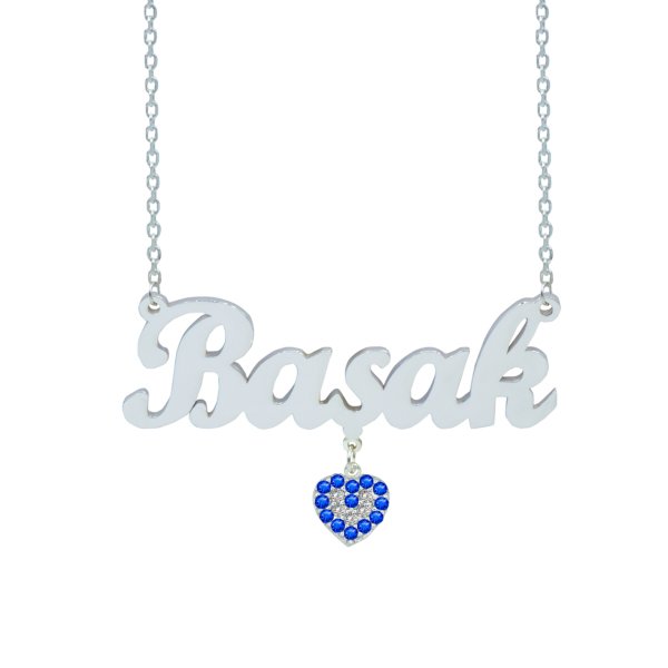 Gümüş Kalp Nazarlık Sallantı İsimli Kolye