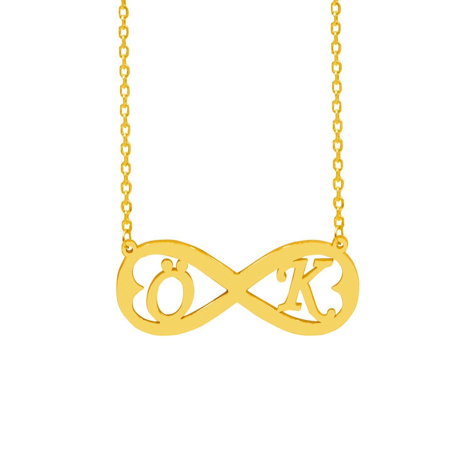 Gümüş Özel Tasarım Taşsız Sonsuzluk Harfli Kolye