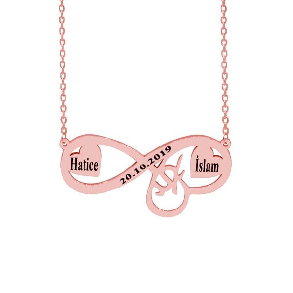 Gümüş Özel Tasarım Sonsuzluk Kalpli Harfli Kolye