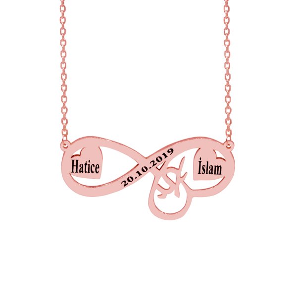 Gümüş Özel Tasarım Sonsuzluk Kalpli Harfli Kolye