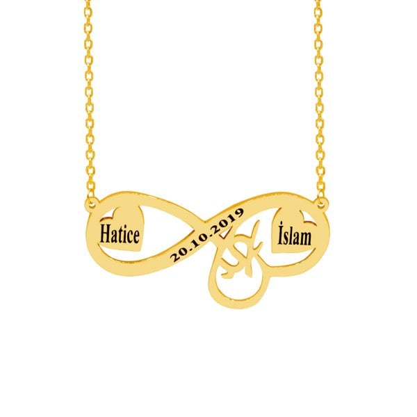 Gümüş Özel Tasarım Sonsuzluk Kalpli Harfli Kolye