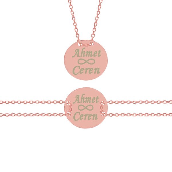 Gümüş Yuvarlak İsimli Para Kolye Bileklik