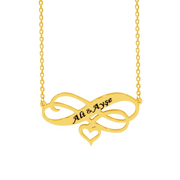 Gümüş Özel Tasarım Sonsuzluk Kalpli İsimli Kolye