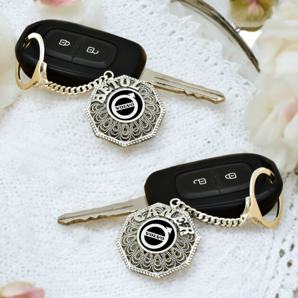 Gümüş Volvo Logolu Telkari İsimli Anahtarlık