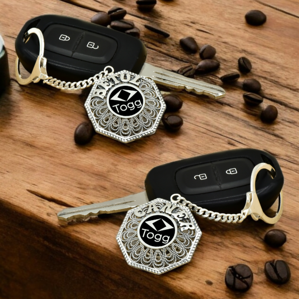 Gümüş Togg Logolu Telkari İsimli Anahtarlık