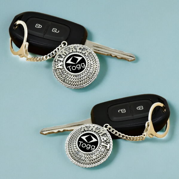 Gümüş Togg Armalı Telkari İsimli Anahtarlık