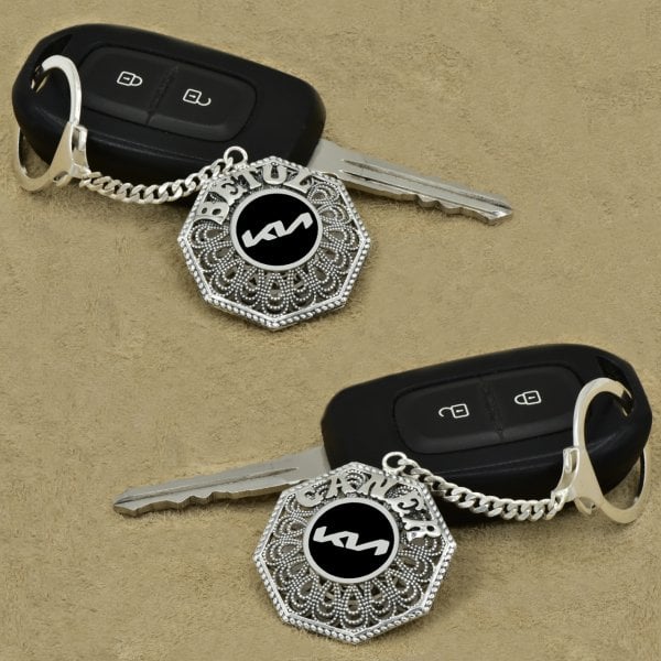 Gümüş Kia Logolu Telkari İsimli Anahtarlık