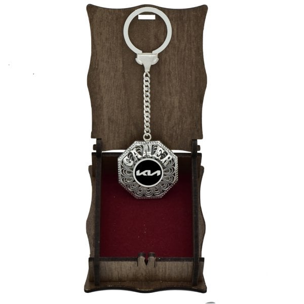 Gümüş Kia Logolu Telkari İsimli Anahtarlık