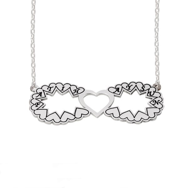 Gümüş Özel Tasarım Sonsuzluk Kalpli İsimli Kolye