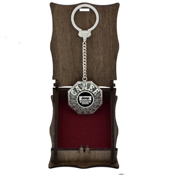Gümüş Jeep Logolu Telkari İsimli Anahtarlık