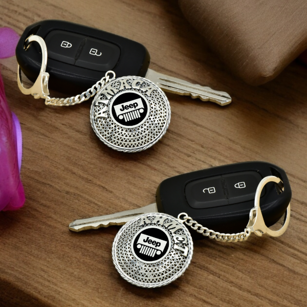 Gümüş Jeep Armalı Telkari İsimli Anahtarlık