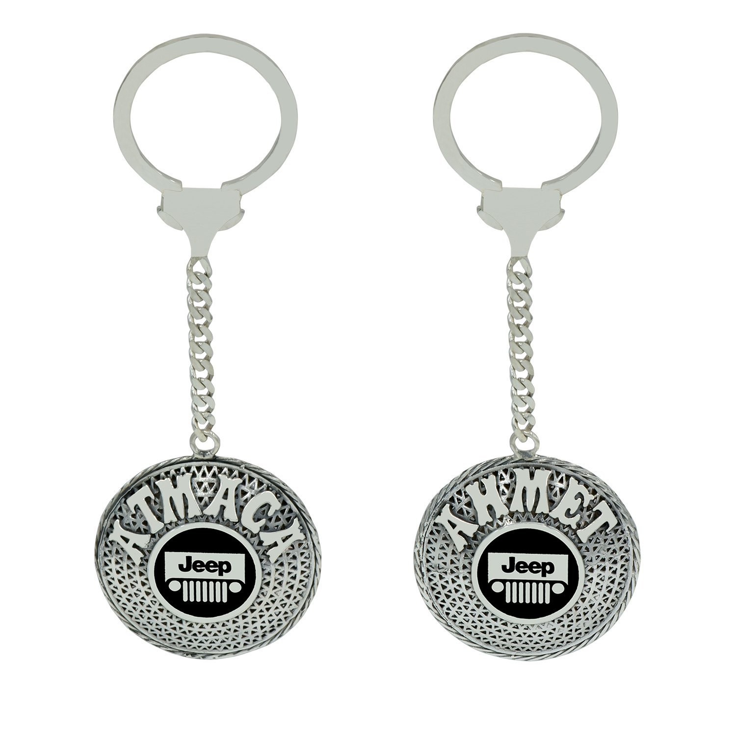 Gümüş Jeep Armalı Telkari İsimli Anahtarlık
