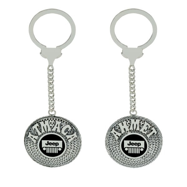 Gümüş Jeep Armalı Telkari İsimli Anahtarlık