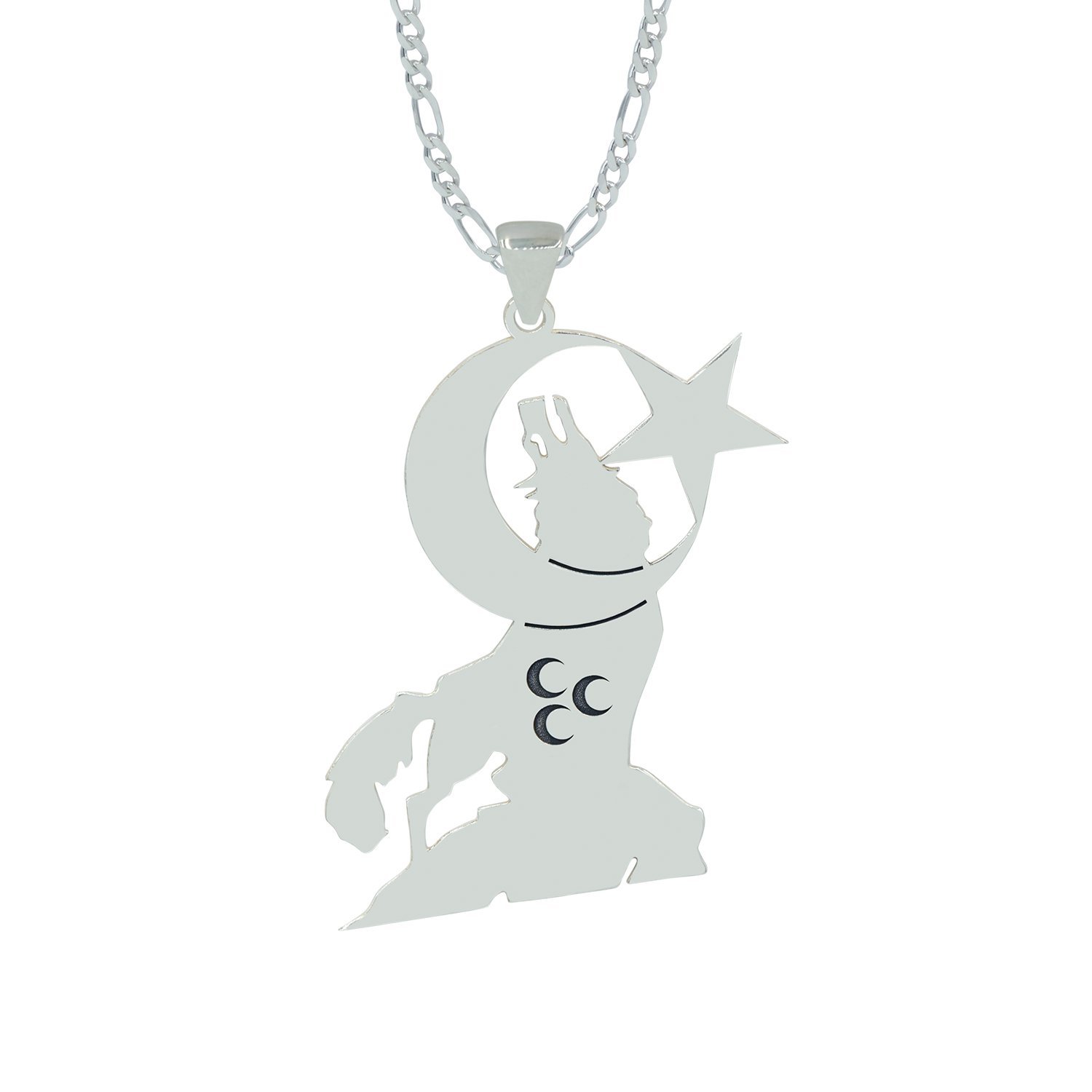 Gümüş Bozkurt Ayyıldız Kolye