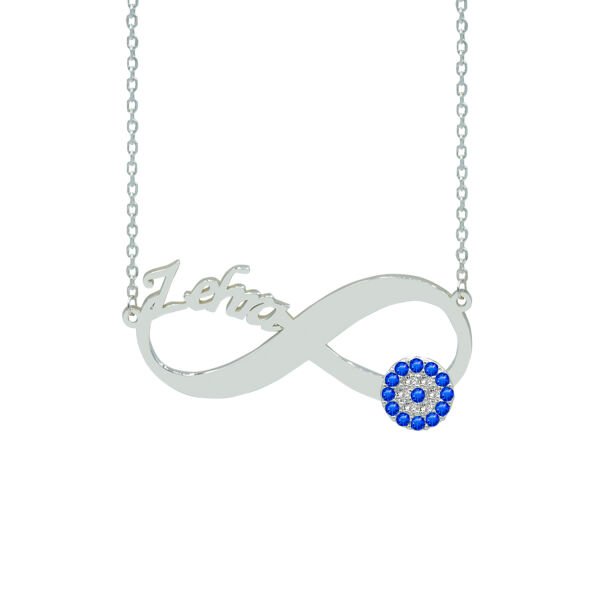Gümüş Nazar Boncuklu İsimli Sonsuzluk Kolye