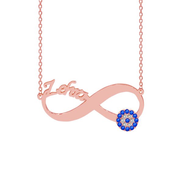 Gümüş Nazar Boncuklu İsimli Sonsuzluk Kolye