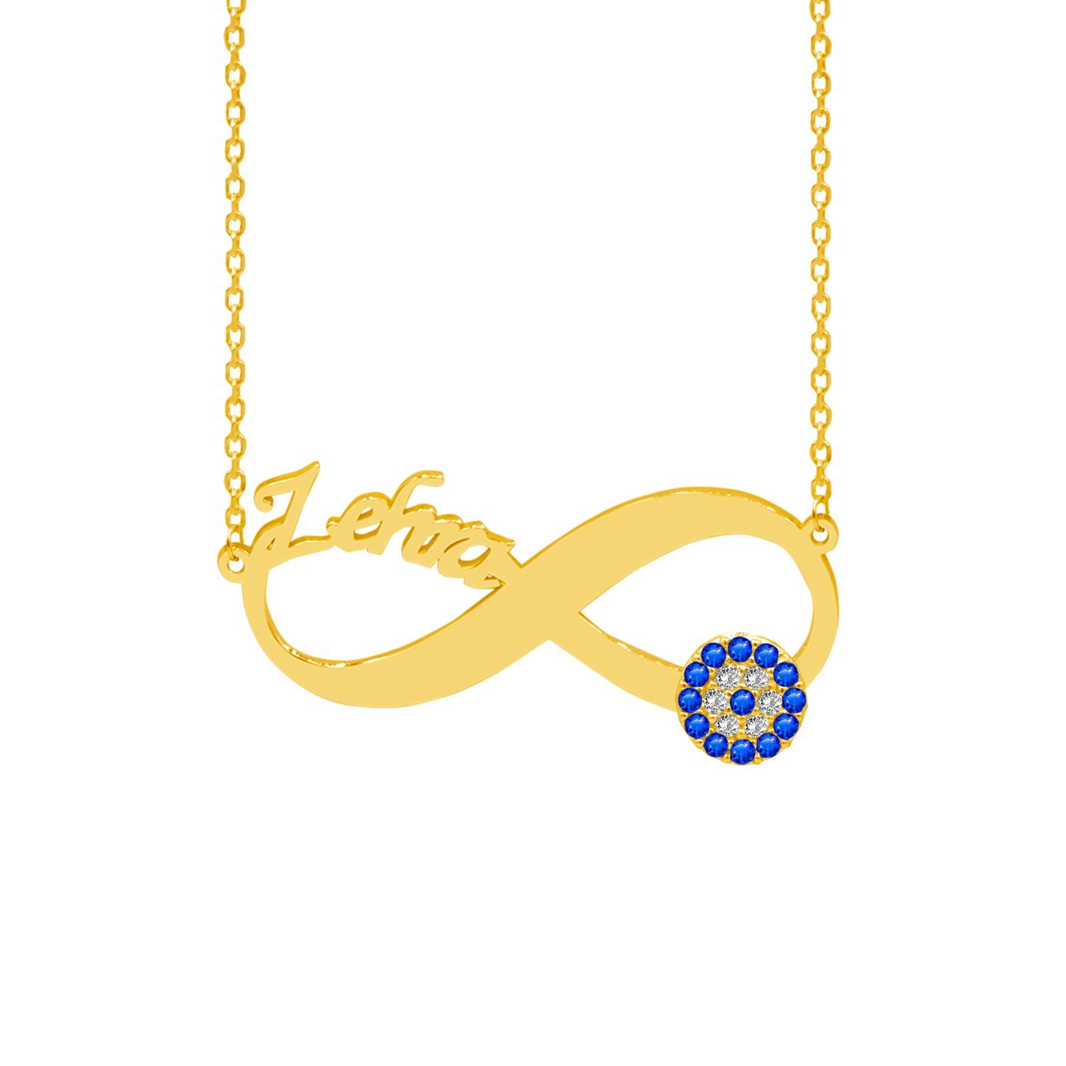 Gümüş Nazar Boncuklu İsimli Sonsuzluk Kolye
