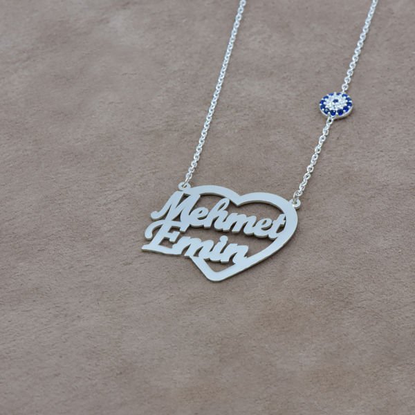 Gümüş Kalpli 2 İsimli Kolye