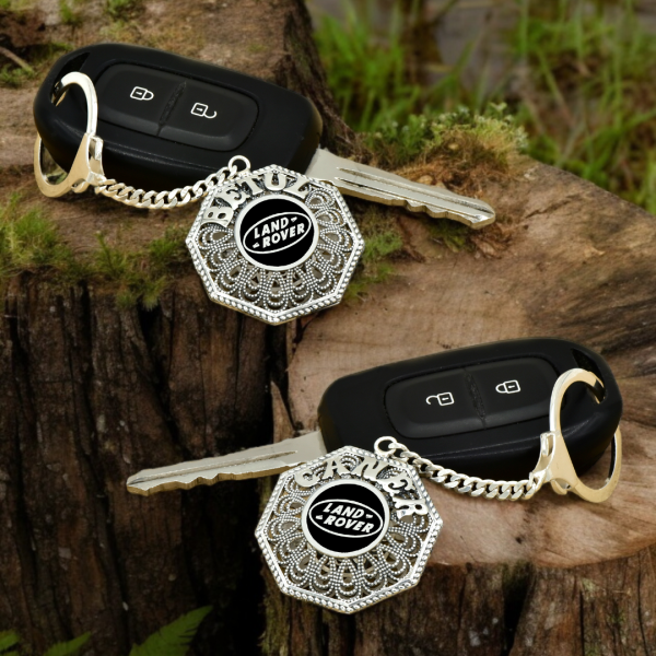 Gümüş Land Rover Logolu Telkari İsimli Anahtarlık