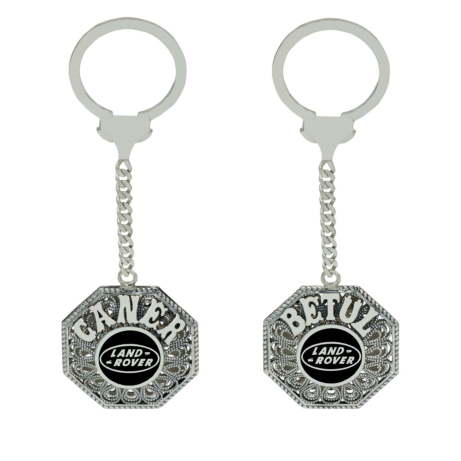 Gümüş Land Rover Logolu Telkari İsimli Anahtarlık