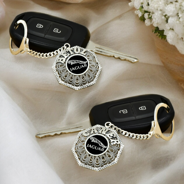 Gümüş Jaguar Logolu Telkari İsimli Anahtarlık