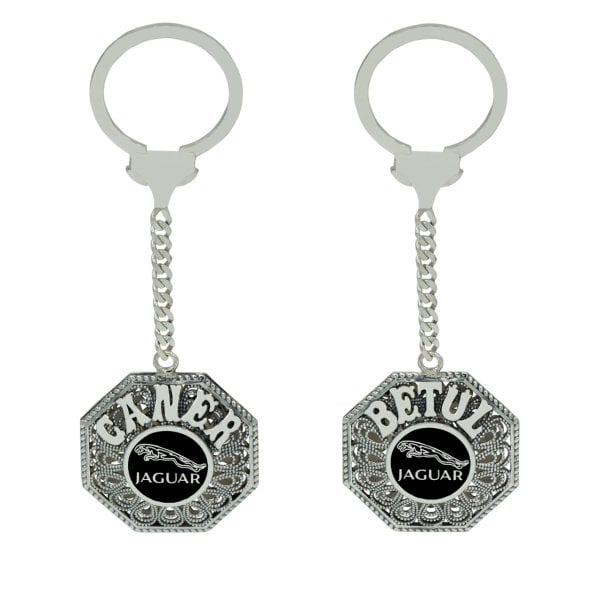 Gümüş Jaguar Logolu Telkari İsimli Anahtarlık